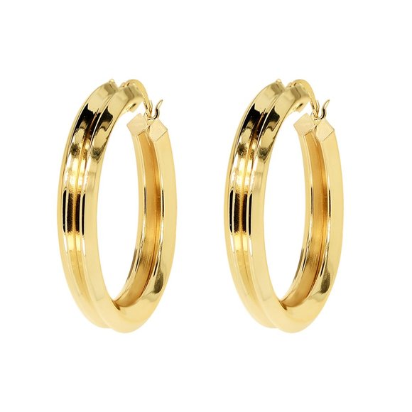 Double Hoop Earrings 14K Yellow Gold - Picture 3 of 4